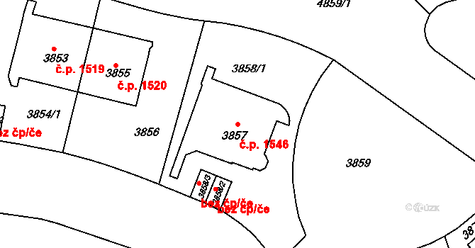 Smíchov 1546, Praha na parcele st. 3857 v KÚ Smíchov, Katastrální mapa
