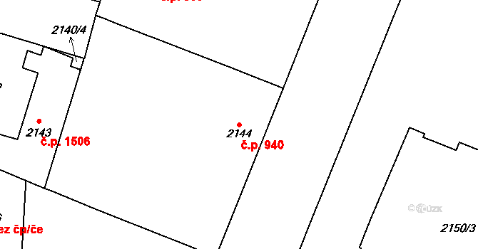 Vršovice 940, Praha na parcele st. 2144 v KÚ Vršovice, Katastrální mapa
