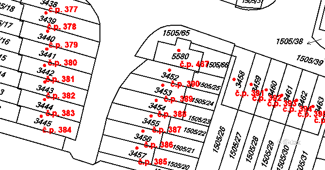 Kryblice 389, Trutnov na parcele st. 3453 v KÚ Trutnov, Katastrální mapa