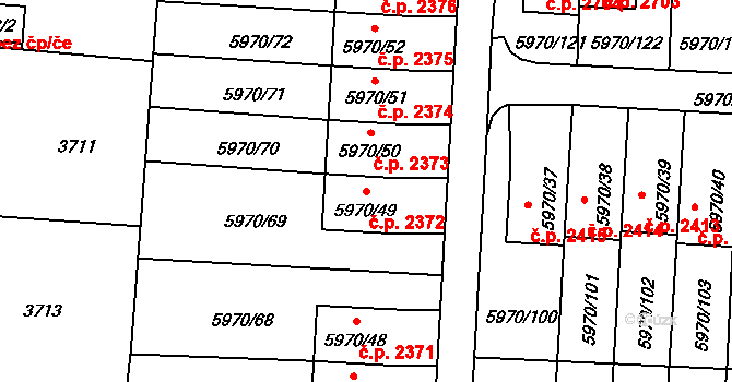 Česká Lípa 2372 na parcele st. 5970/49 v KÚ Česká Lípa, Katastrální mapa