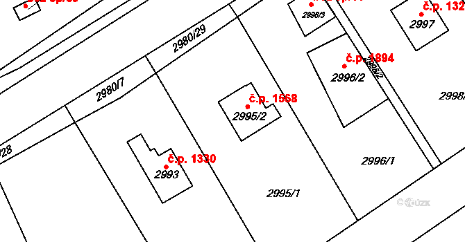 Šlapanice 1568 na parcele st. 2995/2 v KÚ Šlapanice u Brna, Katastrální mapa
