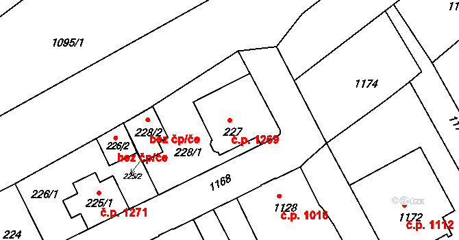 Rumburk 1 1269, Rumburk na parcele st. 227 v KÚ Rumburk, Katastrální mapa