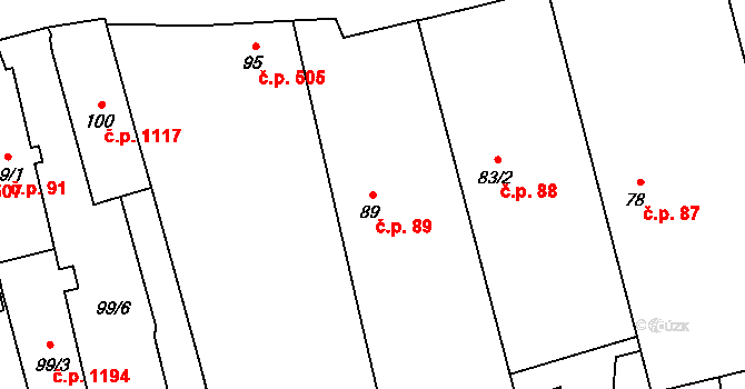 Kylešovice 89, Opava na parcele st. 89 v KÚ Kylešovice, Katastrální mapa