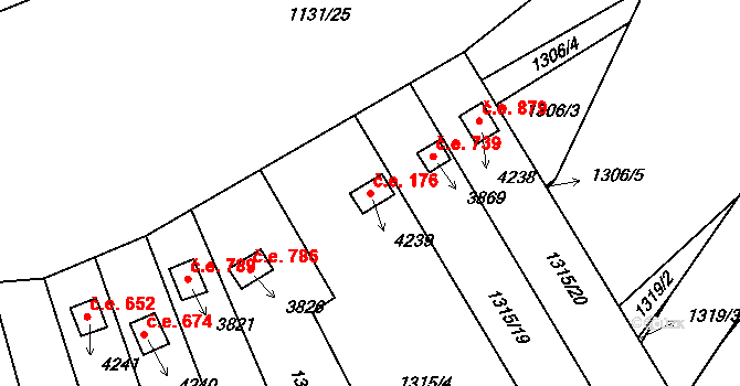 Česká Třebová 176 na parcele st. 4239 v KÚ Česká Třebová, Katastrální mapa