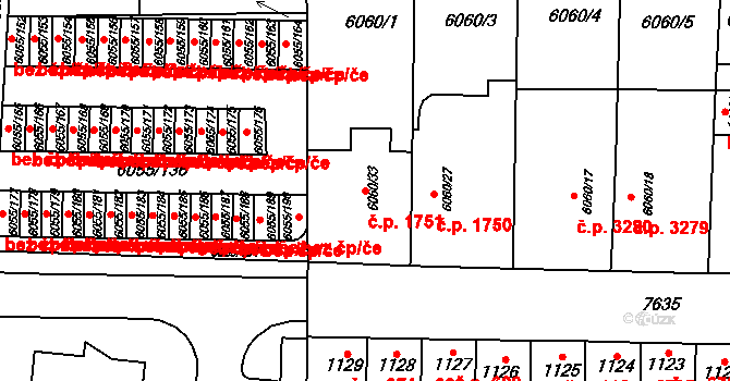 Prostějov 1751 na parcele st. 6060/33 v KÚ Prostějov, Katastrální mapa