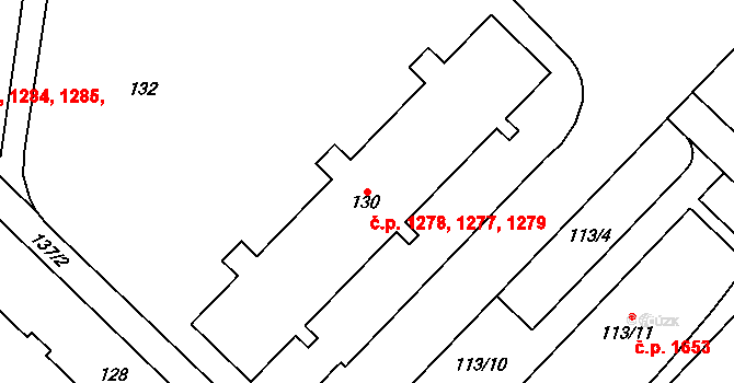 Podlesí 1277,1278,1279, Havířov na parcele st. 130 v KÚ Bludovice, Katastrální mapa