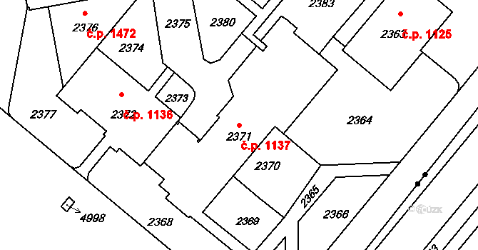 Město 1137, Havířov na parcele st. 2371 v KÚ Havířov-město, Katastrální mapa