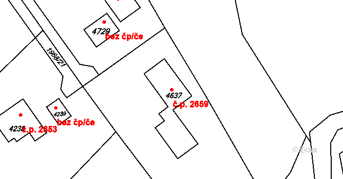 Rožnov pod Radhoštěm 2659 na parcele st. 4637 v KÚ Rožnov pod Radhoštěm, Katastrální mapa