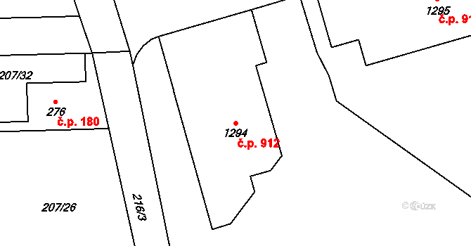 Horoměřice 912 na parcele st. 1294 v KÚ Horoměřice, Katastrální mapa