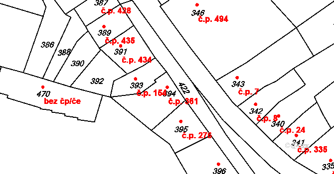 Předměstí 361, Litoměřice na parcele st. 394 v KÚ Litoměřice, Katastrální mapa