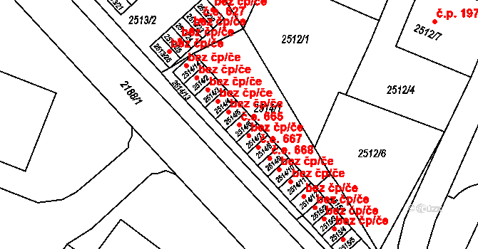 Předměstí 665, Litoměřice na parcele st. 2514/6 v KÚ Litoměřice, Katastrální mapa