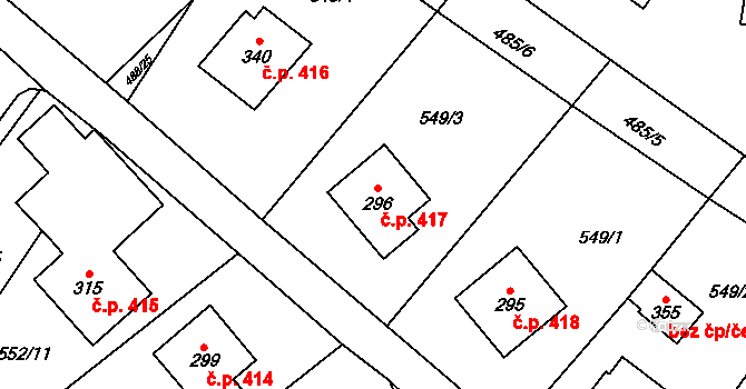 Český Herálec 417, Herálec na parcele st. 296 v KÚ Český Herálec, Katastrální mapa