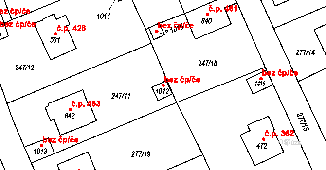 Jablonné nad Orlicí 39439089 na parcele st. 1012 v KÚ Jablonné nad Orlicí, Katastrální mapa