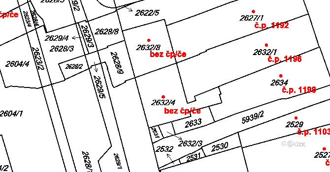 Jihlava 43338089 na parcele st. 2632/4 v KÚ Jihlava, Katastrální mapa