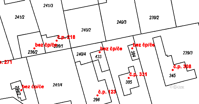 Hostouň 44368089 na parcele st. 433 v KÚ Hostouň u Prahy, Katastrální mapa