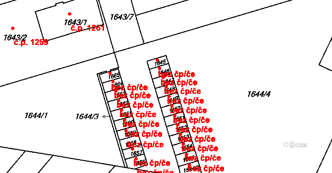 Brno 45572089 na parcele st. 1648 v KÚ Černá Pole, Katastrální mapa