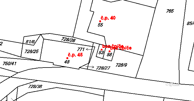 Chotoviny 47435089 na parcele st. 83 v KÚ Jeníčkova Lhota, Katastrální mapa