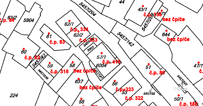 Polešovice 416 na parcele st. 57/1 v KÚ Polešovice, Katastrální mapa