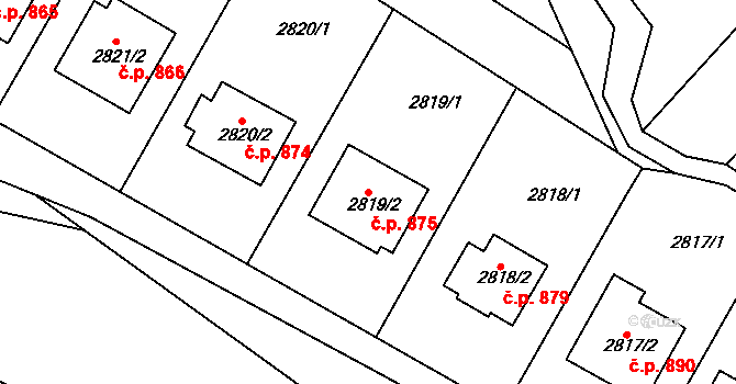 Nivnice 875 na parcele st. 2819/2 v KÚ Nivnice, Katastrální mapa