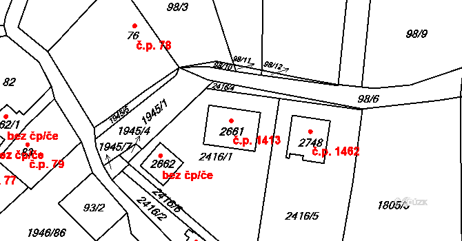Třebechovice pod Orebem 1413 na parcele st. 2661 v KÚ Třebechovice pod Orebem, Katastrální mapa