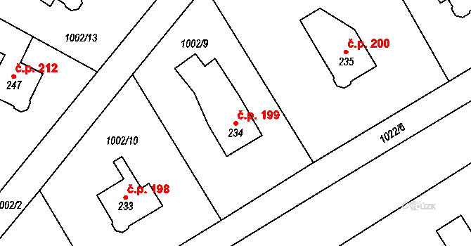 Velká Ves 199, Broumov na parcele st. 234 v KÚ Velká Ves u Broumova, Katastrální mapa