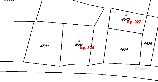 Dětmarovice 824 na parcele st. 4582 v KÚ Dětmarovice, Katastrální mapa