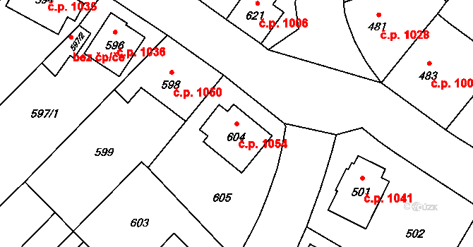 Zábřeh 1054 na parcele st. 604 v KÚ Zábřeh na Moravě, Katastrální mapa