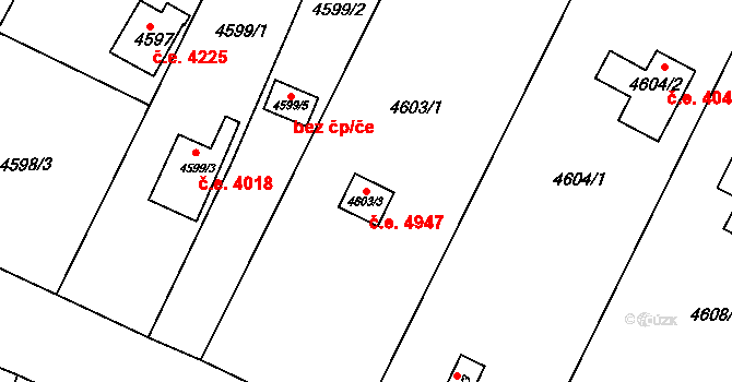 Znojmo 4947 na parcele st. 4603/3 v KÚ Znojmo-město, Katastrální mapa