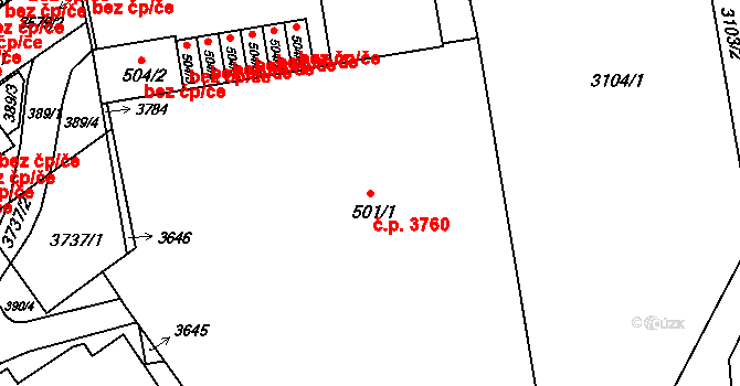 Kroměříž 3760 na parcele st. 501/1 v KÚ Kroměříž, Katastrální mapa