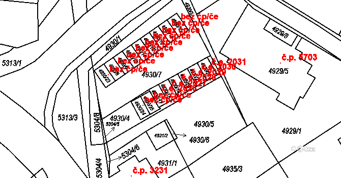 Chomutov 2027 na parcele st. 4930/18 v KÚ Chomutov I, Katastrální mapa
