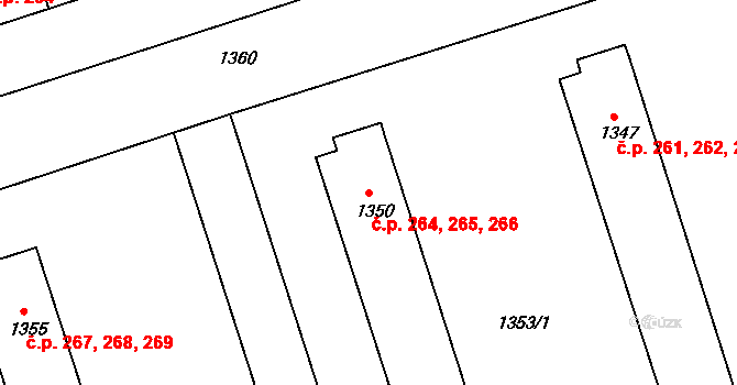 Moravský Krumlov 264,265,266 na parcele st. 1350 v KÚ Moravský Krumlov, Katastrální mapa
