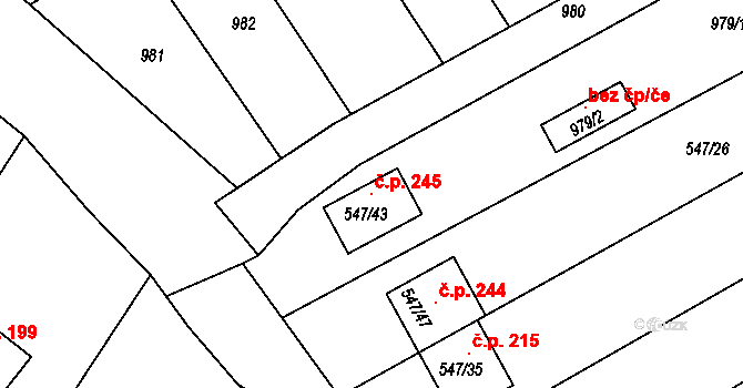 Unkovice 245 na parcele st. 547/43 v KÚ Unkovice, Katastrální mapa