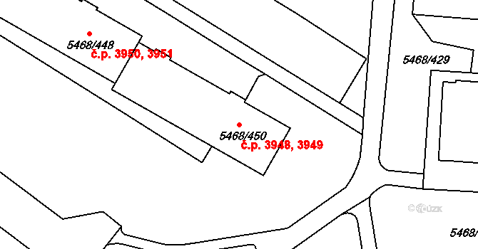 Jihlava 3948,3949 na parcele st. 5468/450 v KÚ Jihlava, Katastrální mapa