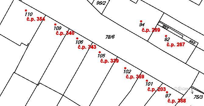 Svatobořice 339, Svatobořice-Mistřín na parcele st. 105 v KÚ Svatobořice, Katastrální mapa