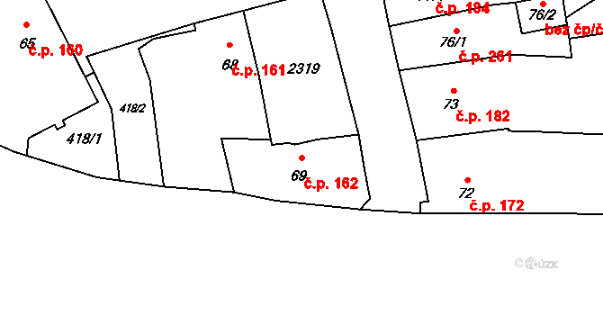 Šumperk 162 na parcele st. 69 v KÚ Šumperk, Katastrální mapa