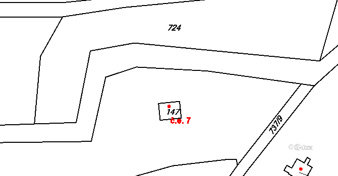 Libečov 7, Chyňava na parcele st. 147 v KÚ Libečov, Katastrální mapa