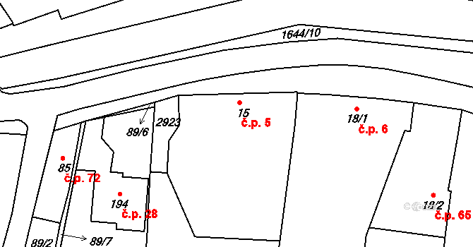 Jankovice 5 na parcele st. 15 v KÚ Jankovice u Holešova, Katastrální mapa