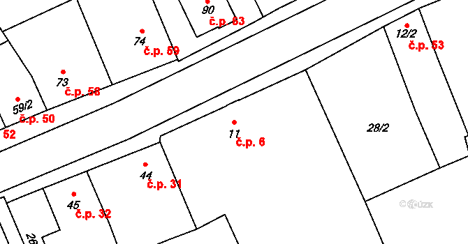 Žerůvky 6, Bystročice na parcele st. 11 v KÚ Žerůvky, Katastrální mapa