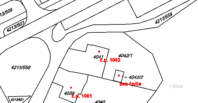 Lutyně 1062, Orlová na parcele st. 4041 v KÚ Horní Lutyně, Katastrální mapa
