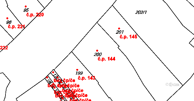 Strakonice I 144, Strakonice na parcele st. 200 v KÚ Strakonice, Katastrální mapa