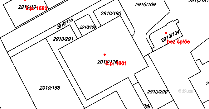 Nusle 1601, Praha na parcele st. 2910/116 v KÚ Nusle, Katastrální mapa