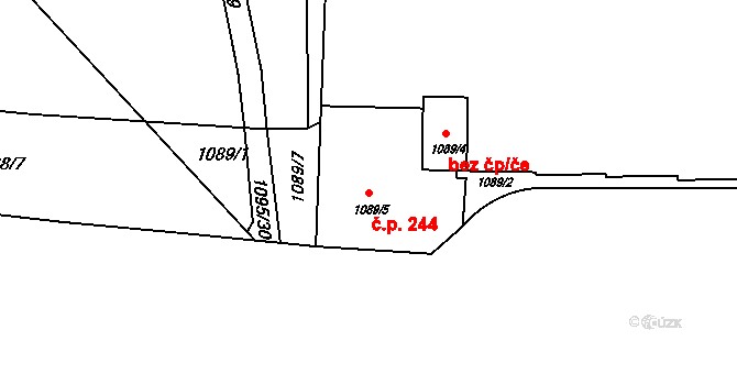Liboc 244, Praha na parcele st. 1089/5 v KÚ Liboc, Katastrální mapa