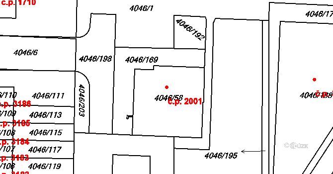 Strašnice 2001, Praha na parcele st. 4046/58 v KÚ Strašnice, Katastrální mapa