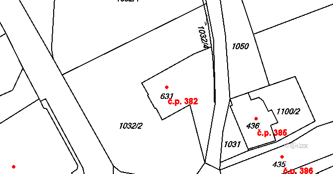 Vrchlabí 382 na parcele st. 631 v KÚ Vrchlabí, Katastrální mapa
