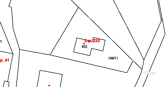 Horní Maršov 233 na parcele st. 403 v KÚ Horní Maršov, Katastrální mapa