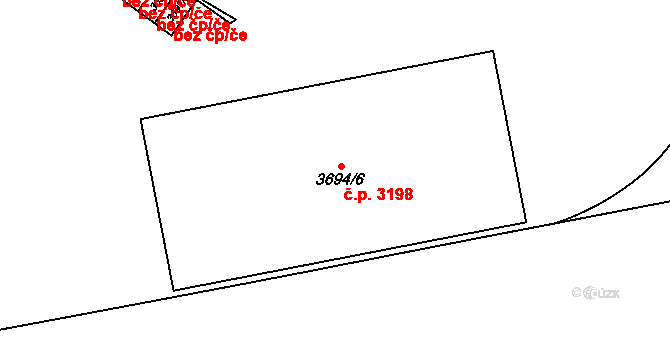 Teplice 3198 na parcele st. 3694/6 v KÚ Teplice, Katastrální mapa