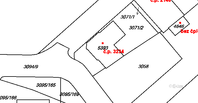 Břeclav 3234 na parcele st. 5393 v KÚ Břeclav, Katastrální mapa