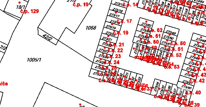 Obrnice 24 na parcele st. 273/24 v KÚ Obrnice, Katastrální mapa