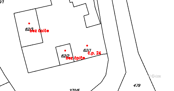 Běhařov 24 na parcele st. 62/1 v KÚ Běhařov, Katastrální mapa
