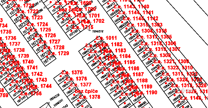 Teplické Předměstí 1183, Bílina na parcele st. 1664/87 v KÚ Bílina, Katastrální mapa